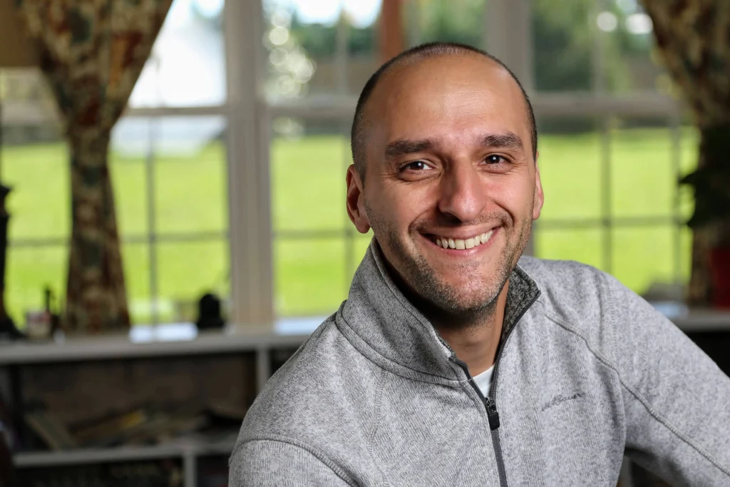 Dan Ponjican, co-owner of Snack Smart Solutions, at home in Lewisville, NC